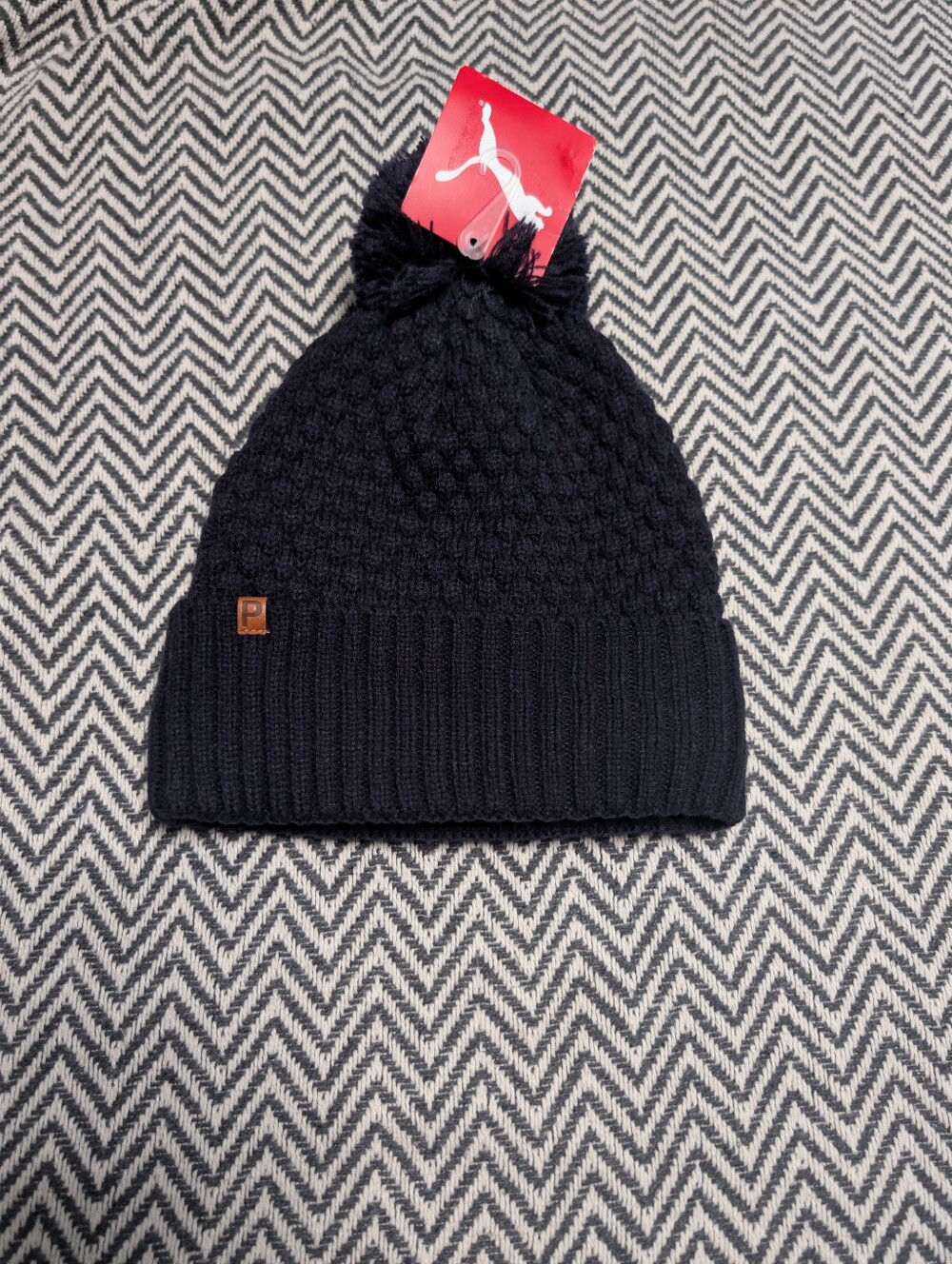 Puma Women's Black Knit Pom Beanie NWT